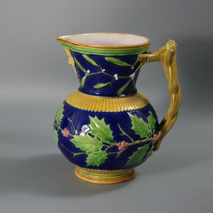 Minton Majolica Holly and Misletoe Christmas Pitcher