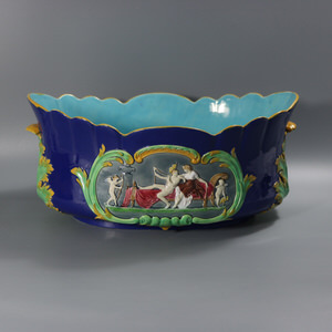 Minton Majolica Cupids Oval Jardiniere