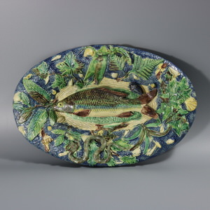 French Palissy Majolica Platter with Fish