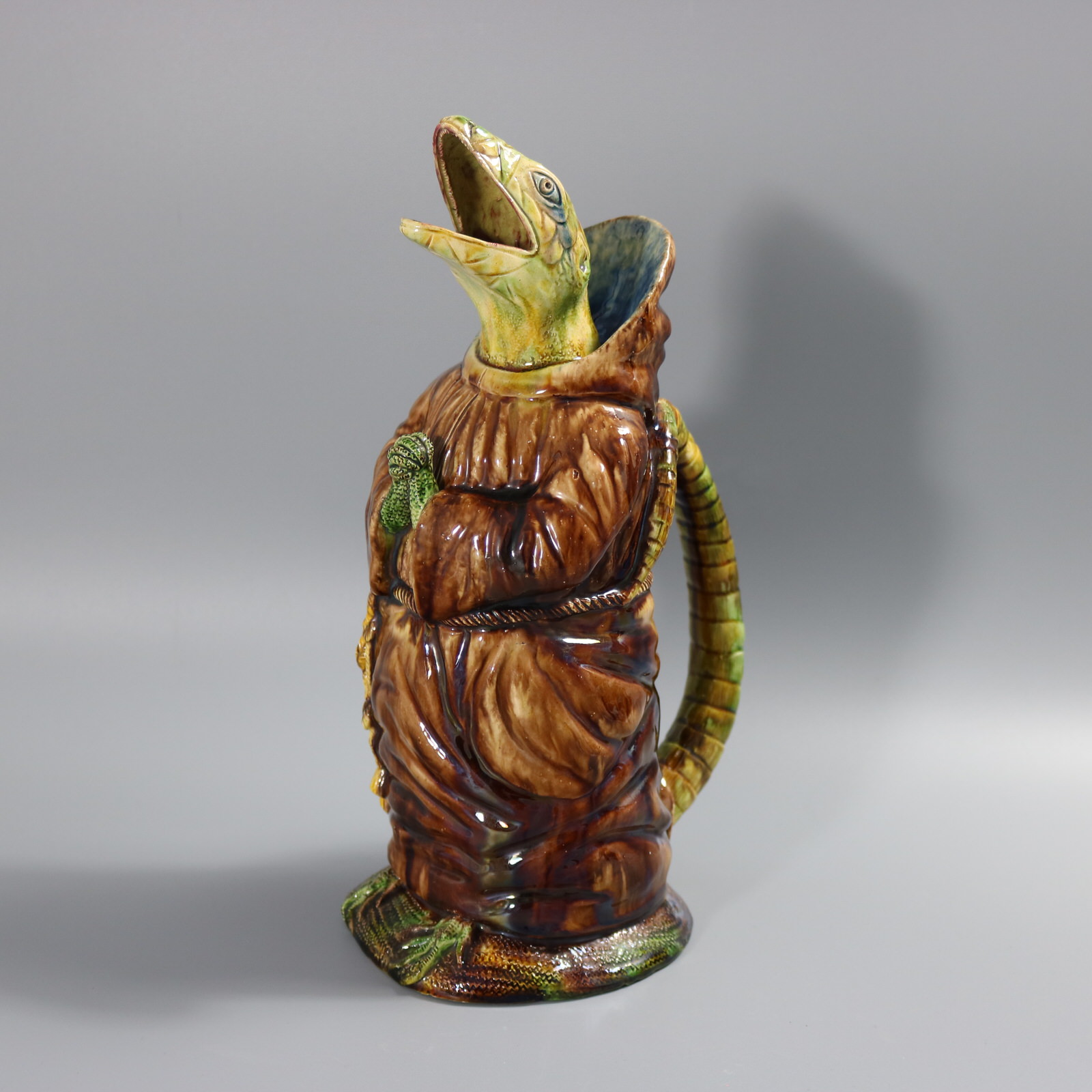 Cunha Palissy Majolica Anthropomorphic Lizard Monk Jug - ID#23163 Image 1