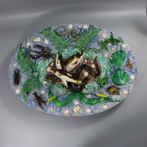 Large Francois Maurice French Palissy Majolica Platter
