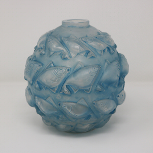 Rene Lalique Opalescent Glass Blue Stain 'Camaret' Vase