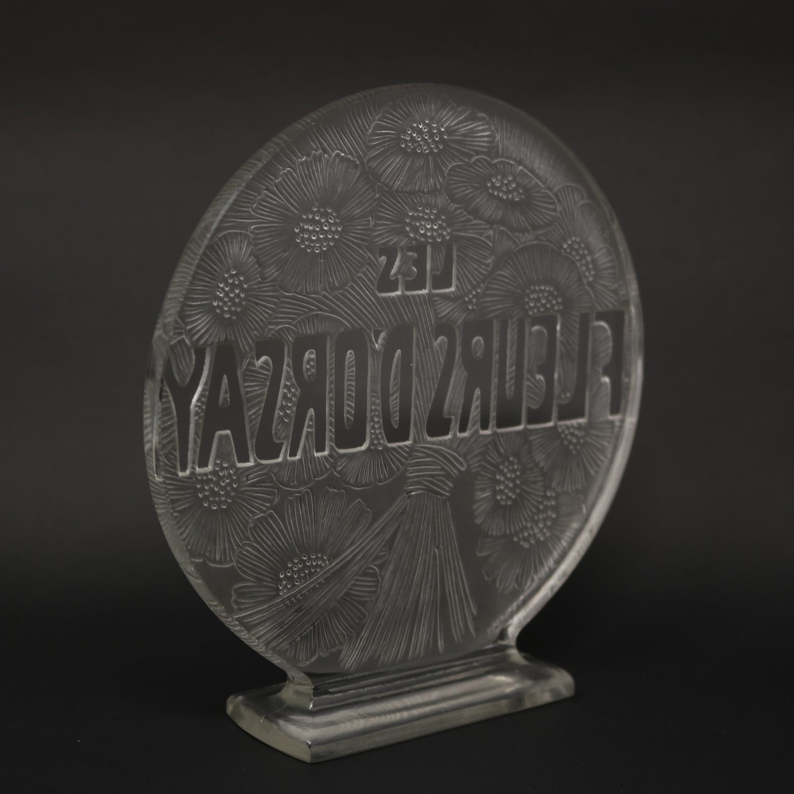 Rene Lalique Glass 'Les Fleurs D'Orsay' Advertising Sign - ID#23158 Image 3