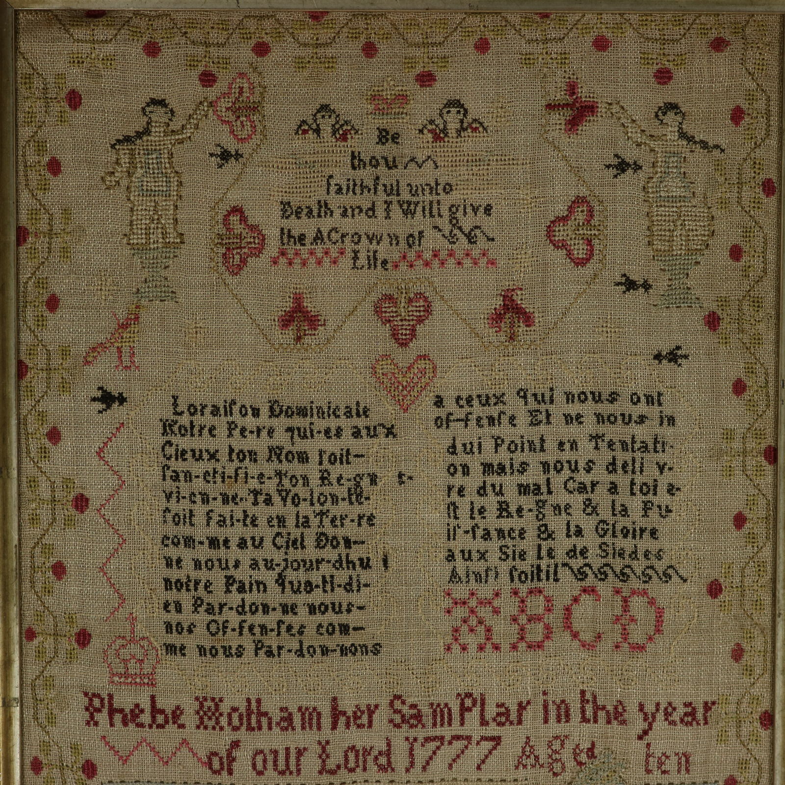 Antique Sampler, 1777 by Phebe Hotham Aged 10 - ID#23335 Image 2