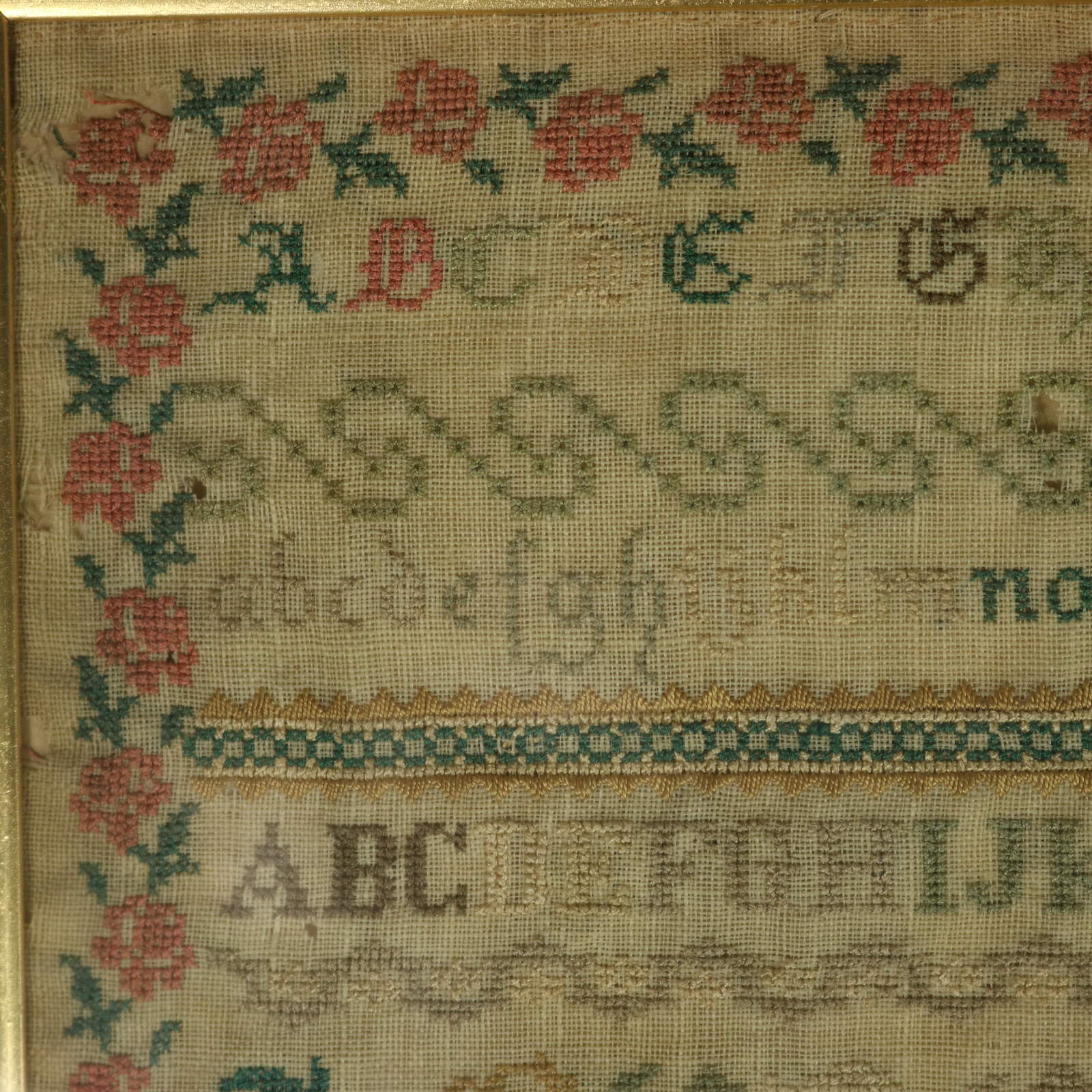 Antique Sampler, c.1850, by Elizabeth Carter, Sussex - ID#23350 Image 4