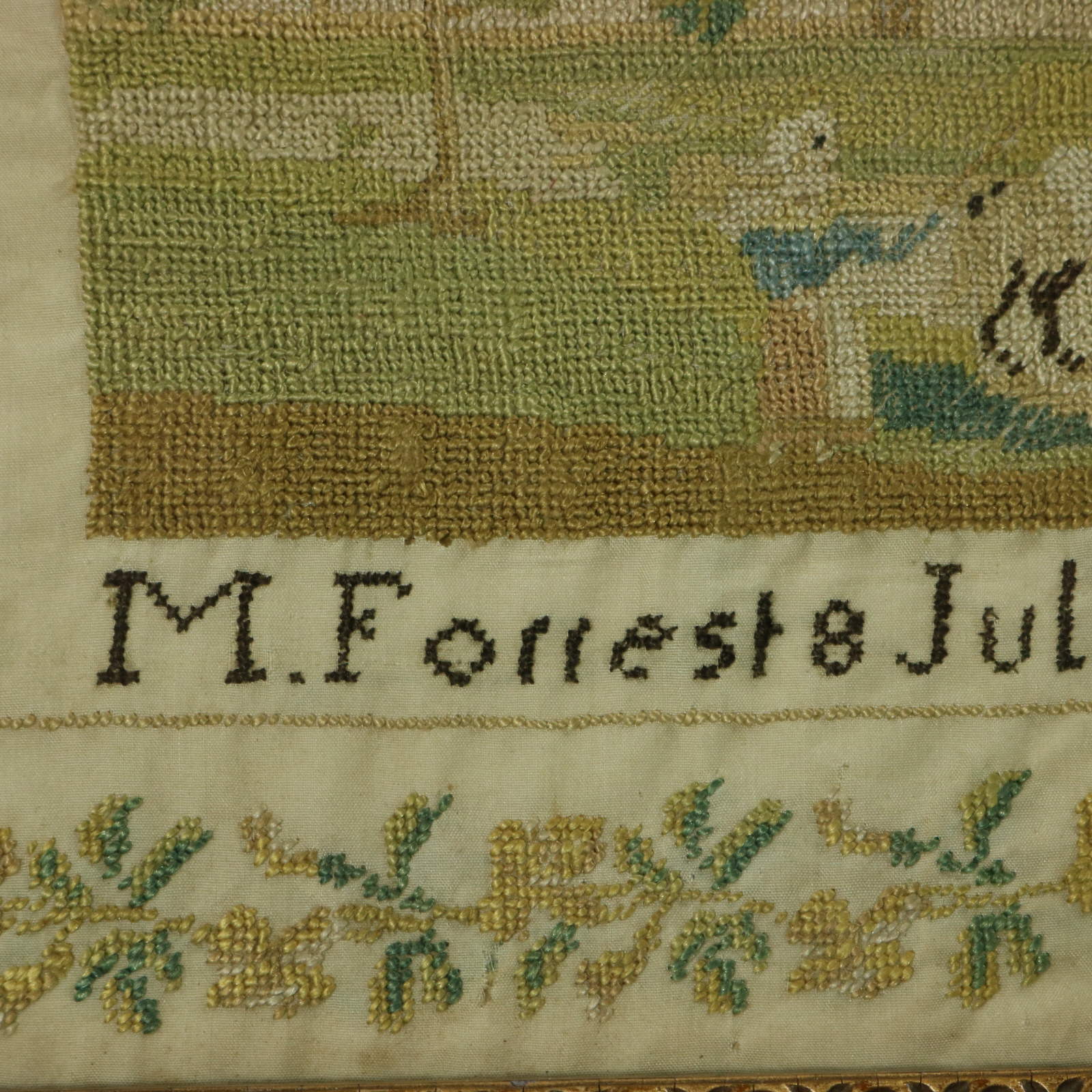 Antique Sampler, 1830, by M. Forrest - ID#23359 Image 4