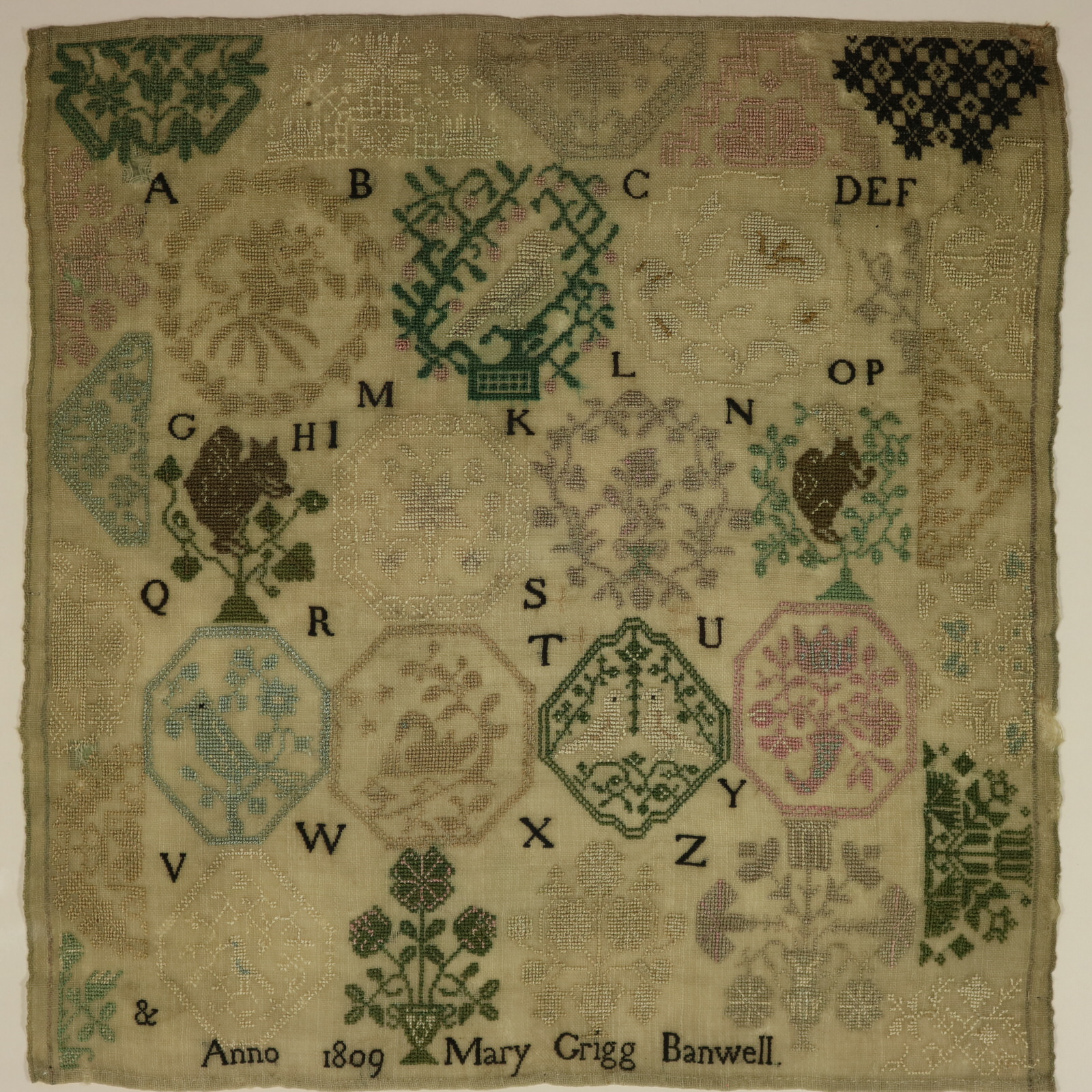 Antique Quaker Sampler, 1809, Mary Grigg, Banwell - ID#23375 Image 2