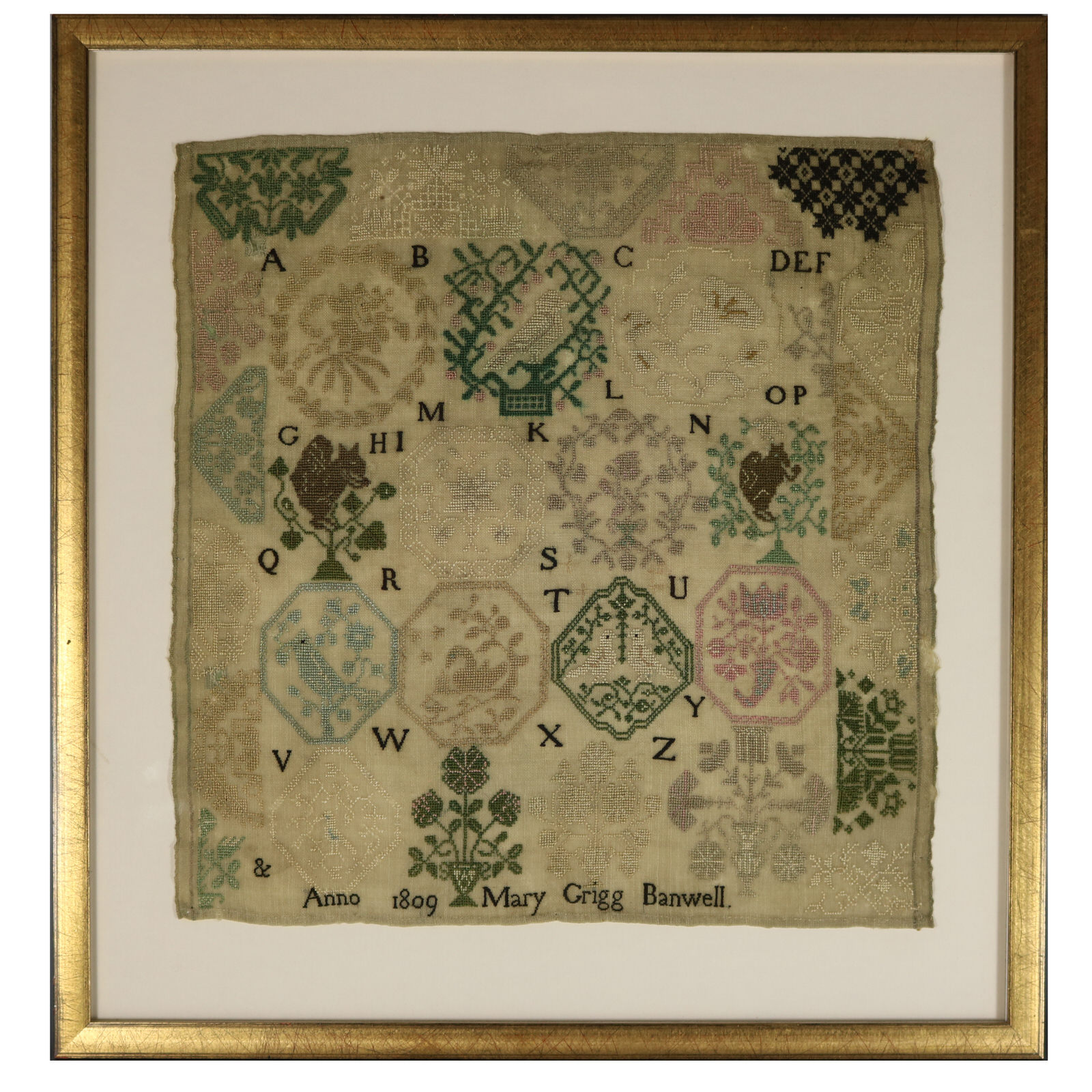 Antique Quaker Sampler, 1809, Mary Grigg, Banwell - ID#23375 Image 1