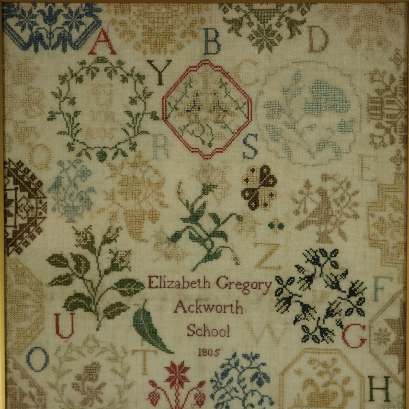 Antique Sampler, 1805, Elizabeth Gregory, Ackworth School - ID#23376 Image 2