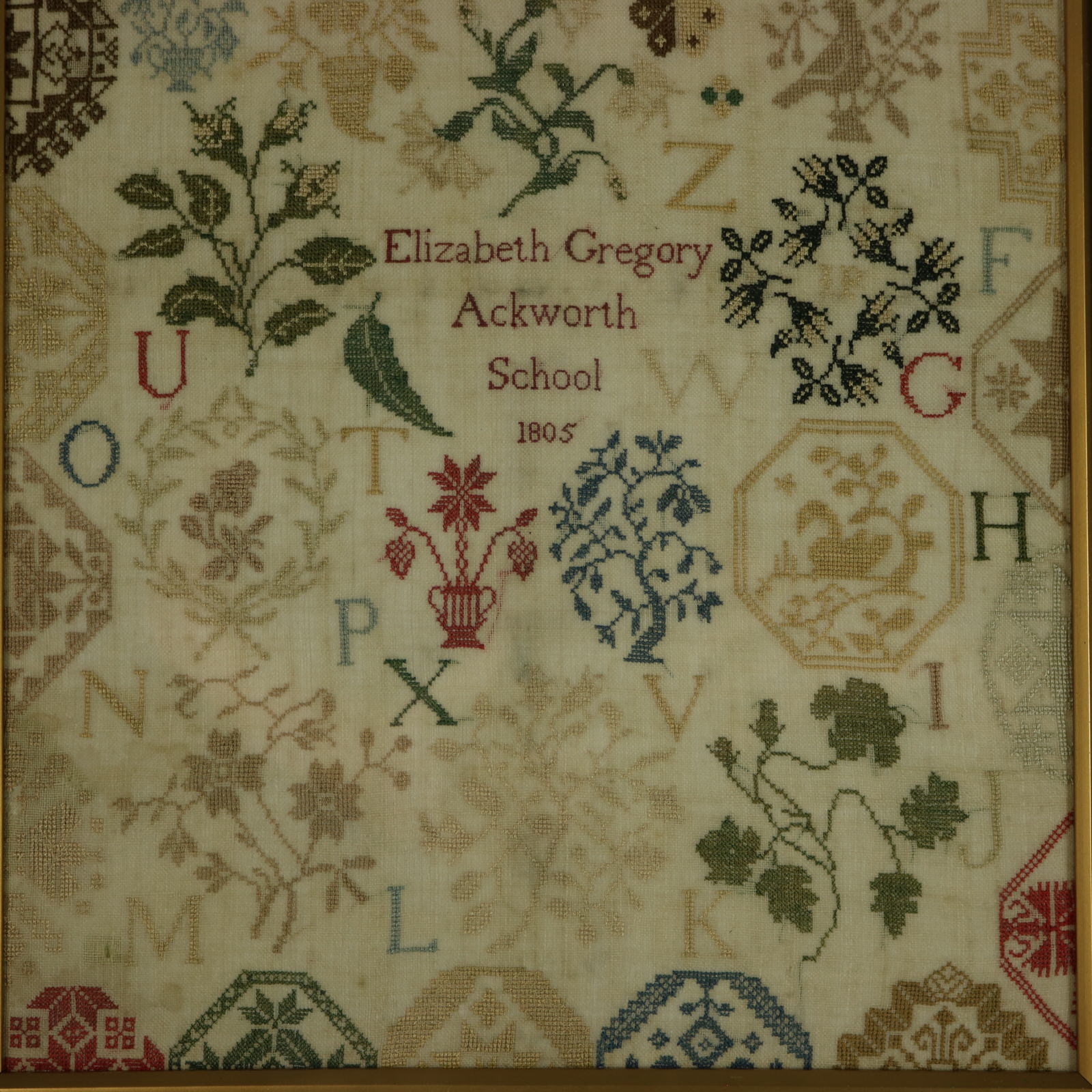Antique Sampler, 1805, Elizabeth Gregory, Ackworth School - ID#23376 Image 3