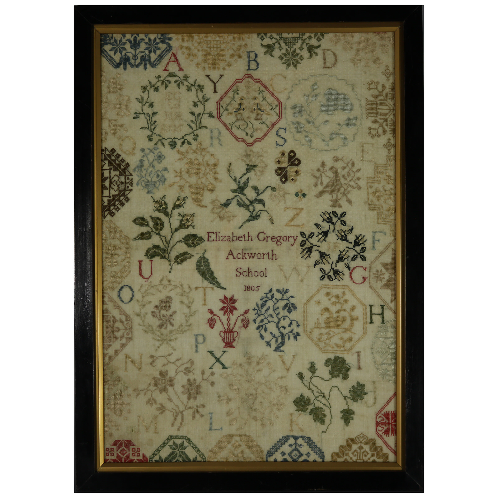 Antique Sampler, 1805, Elizabeth Gregory, Ackworth School - ID#23376 Image 1