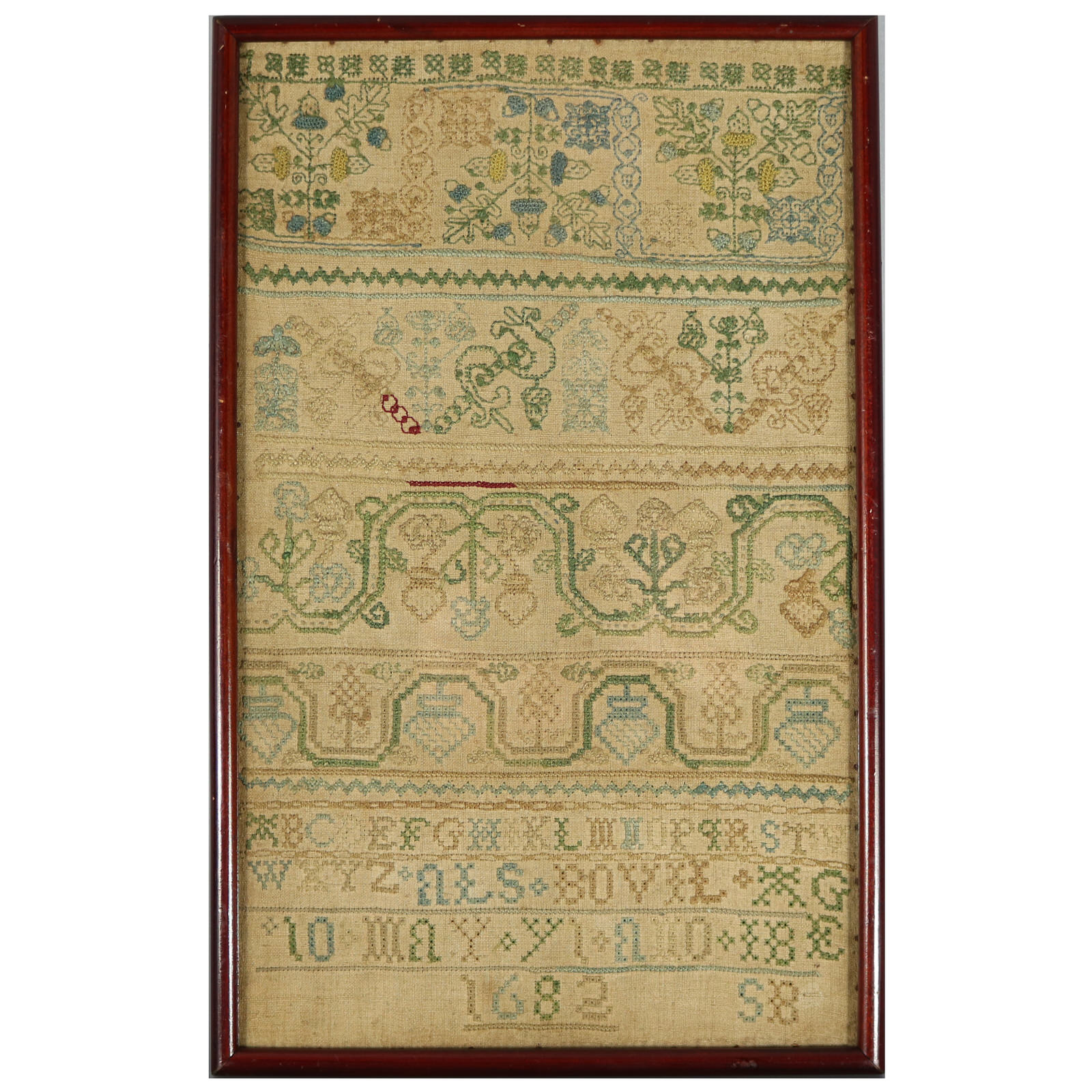 Antique Sampler, 1682, by ALS Bovil - ID#23387 Image 1