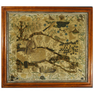 17th Century Stumpwork Picture Depicting The Binding of Isaac