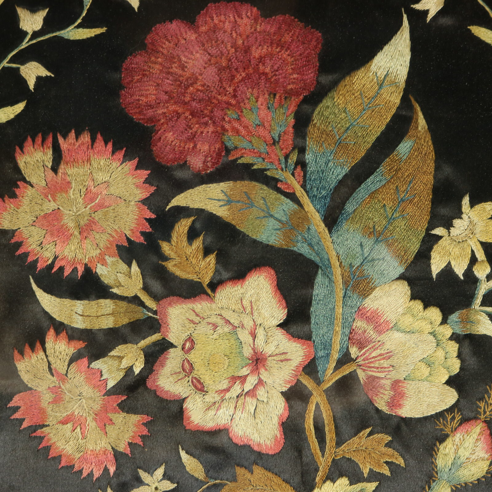 Pair Georgian Silkwork Embroideries of Flowers - ID#23362 Image 3