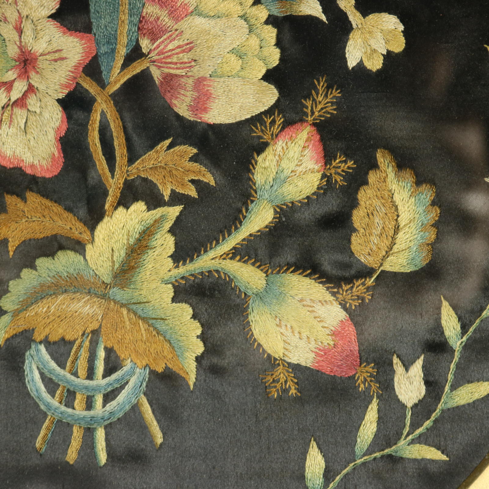 Pair Georgian Silkwork Embroideries of Flowers - ID#23362 Image 4