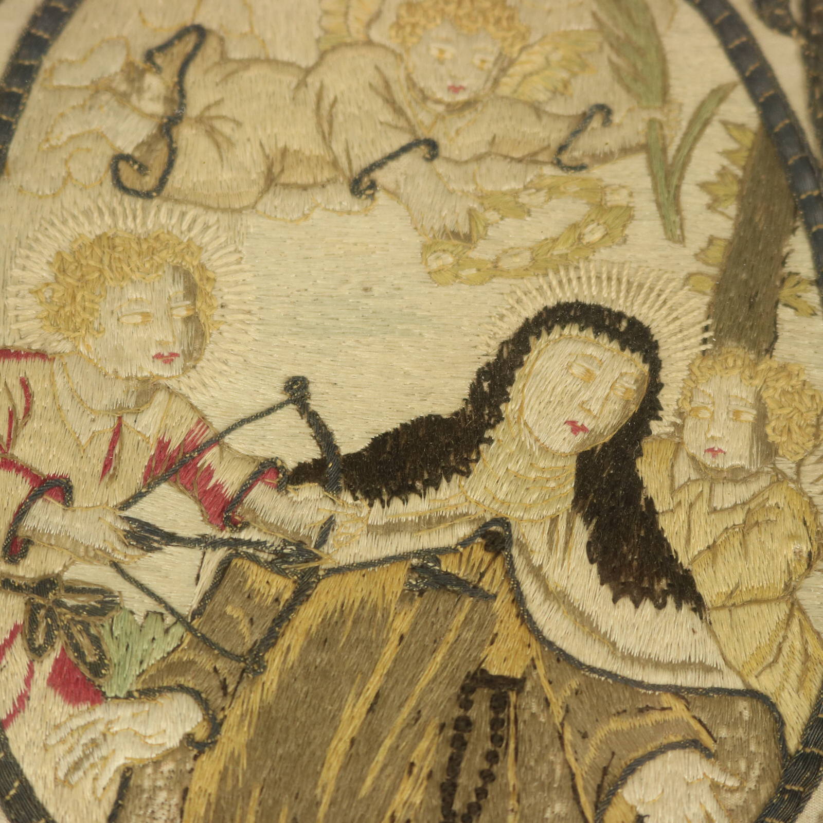 Antique Silkwork Embroidery of Saint Teresa of Ávila - ID#23388 Image 5
