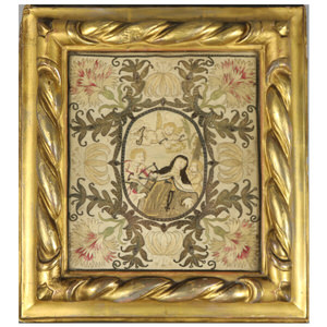 Antique Silkwork Embroidery of Saint Teresa of Ávila