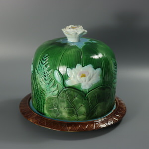 Holdcroft Majolica Pond Lily Cheese Dome And Stand