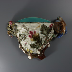 Wedgwood Majolica Bird on Nest Wall Pocket