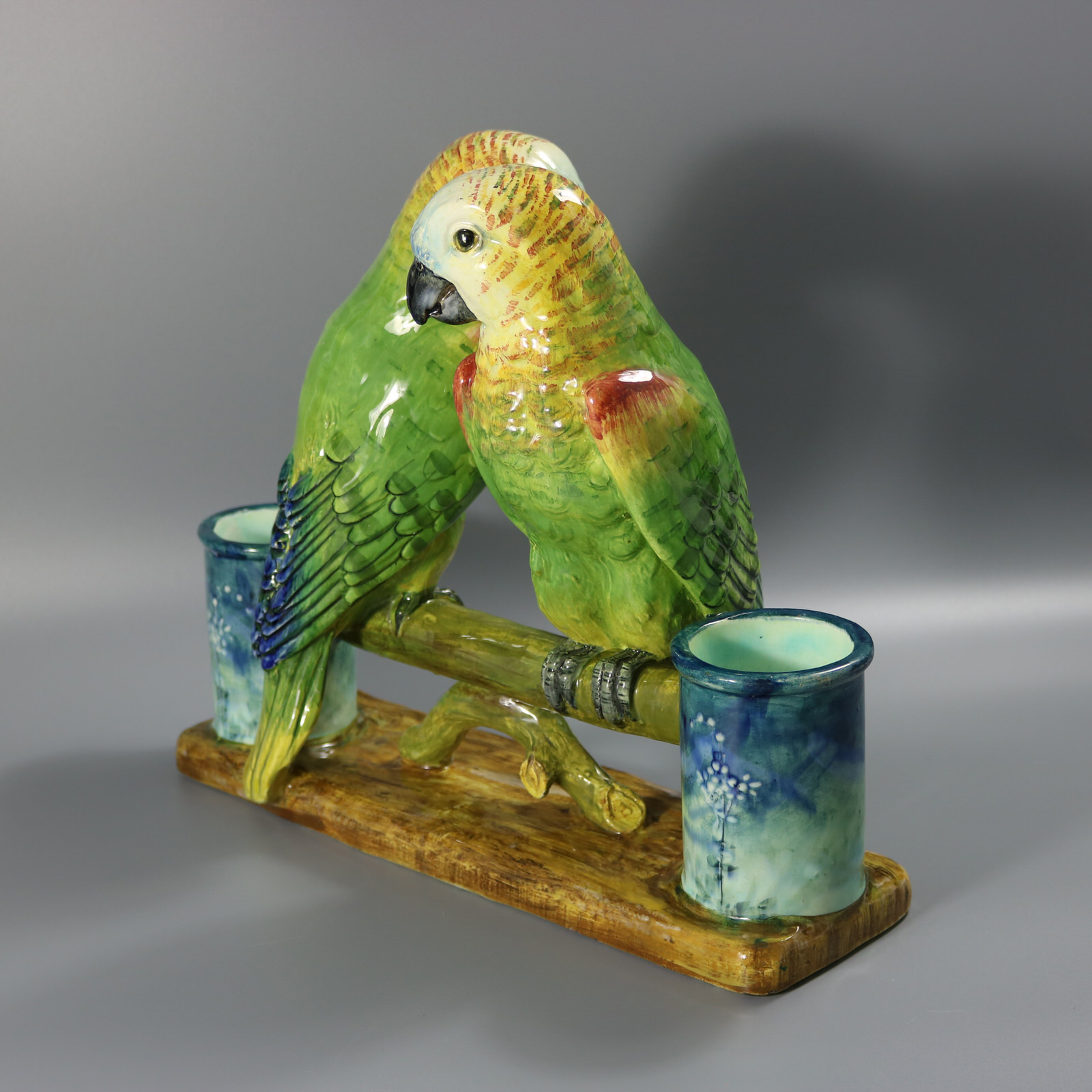 Rare Delphin Massier Parrots Figural Vase - ID#23304 Image 2