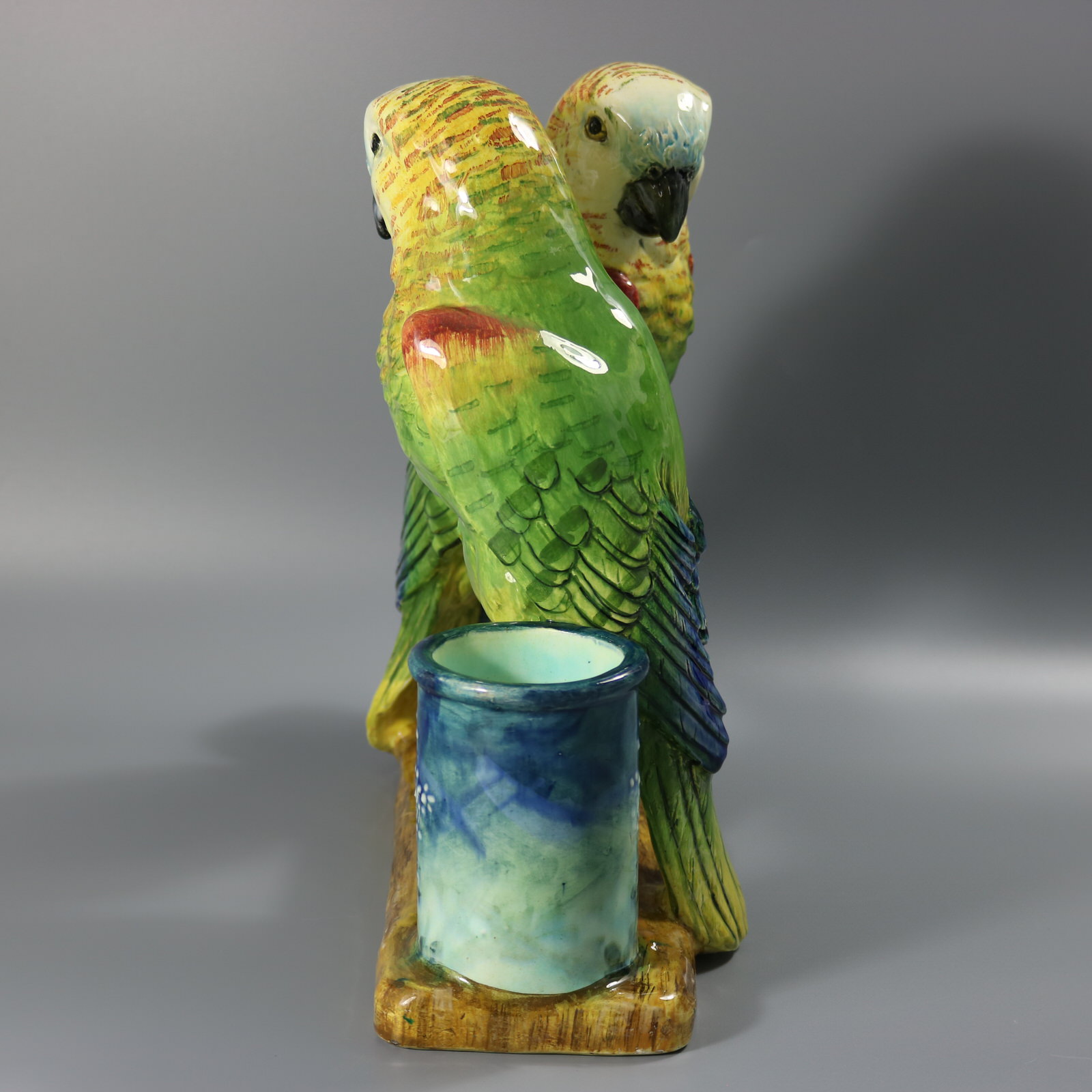 Rare Delphin Massier Parrots Figural Vase - ID#23304 Image 3