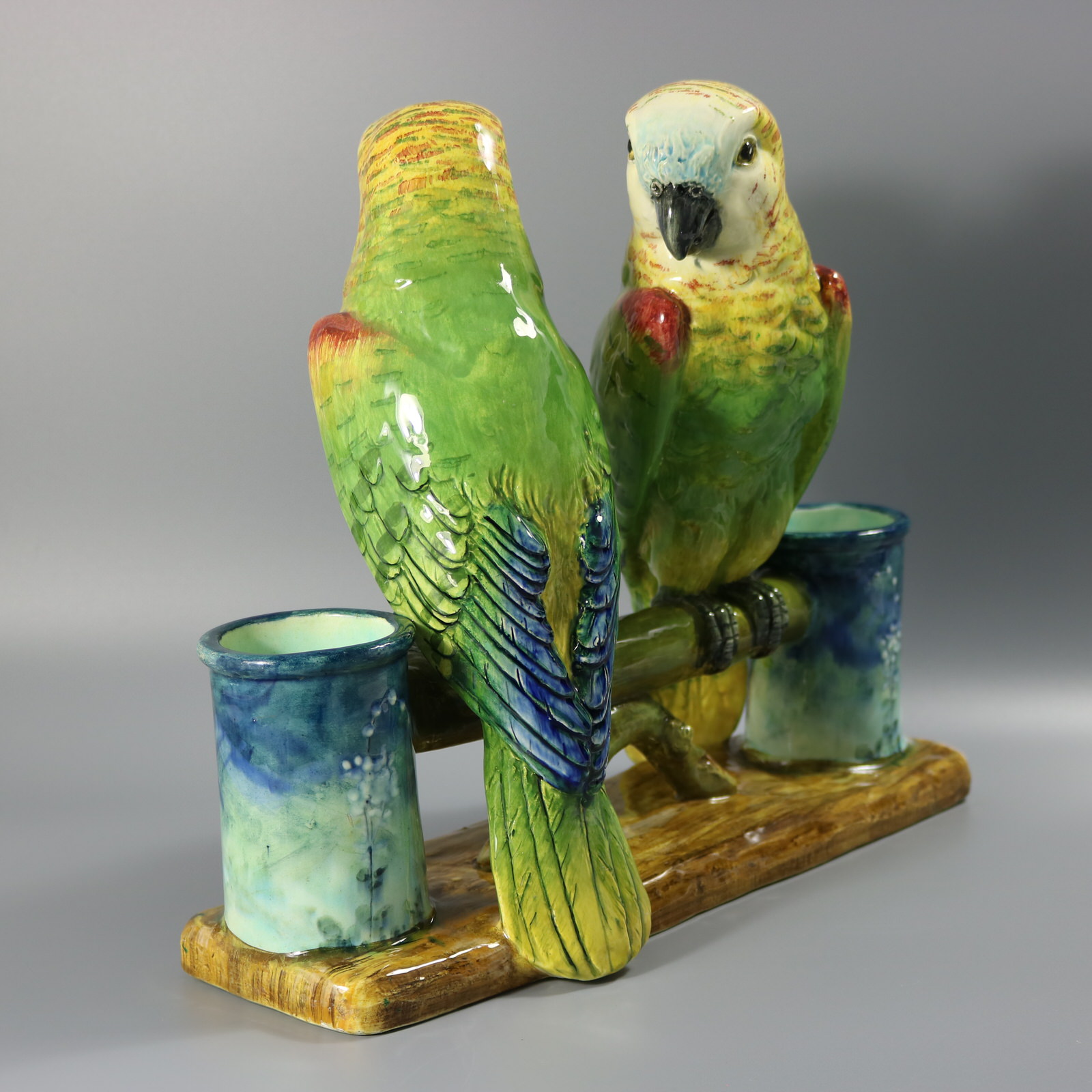 Rare Delphin Massier Parrots Figural Vase - ID#23304 Image 4