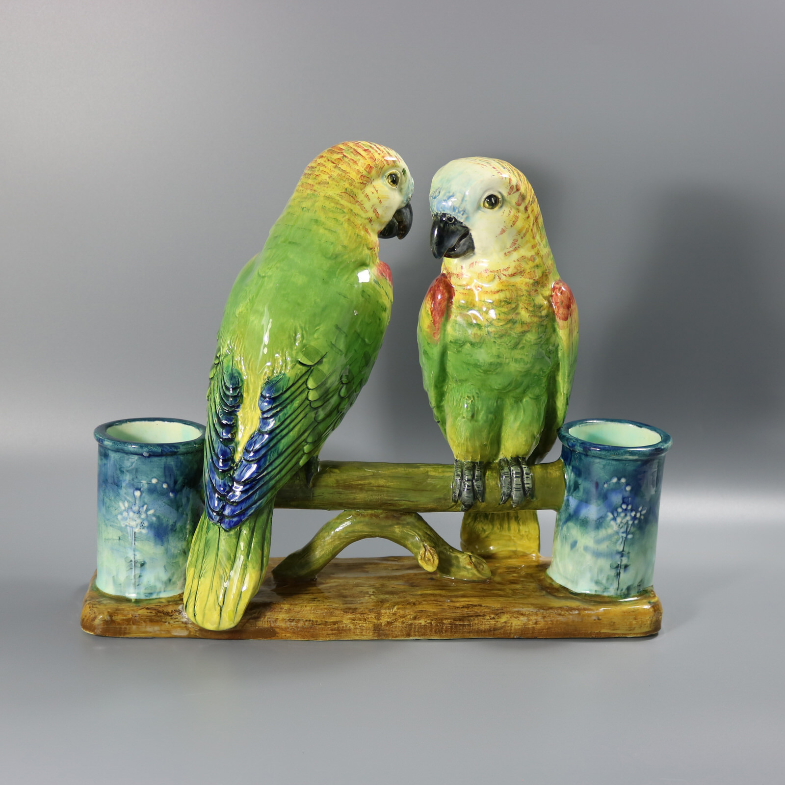 Rare Delphin Massier Parrots Figural Vase - ID#23304 Image 1
