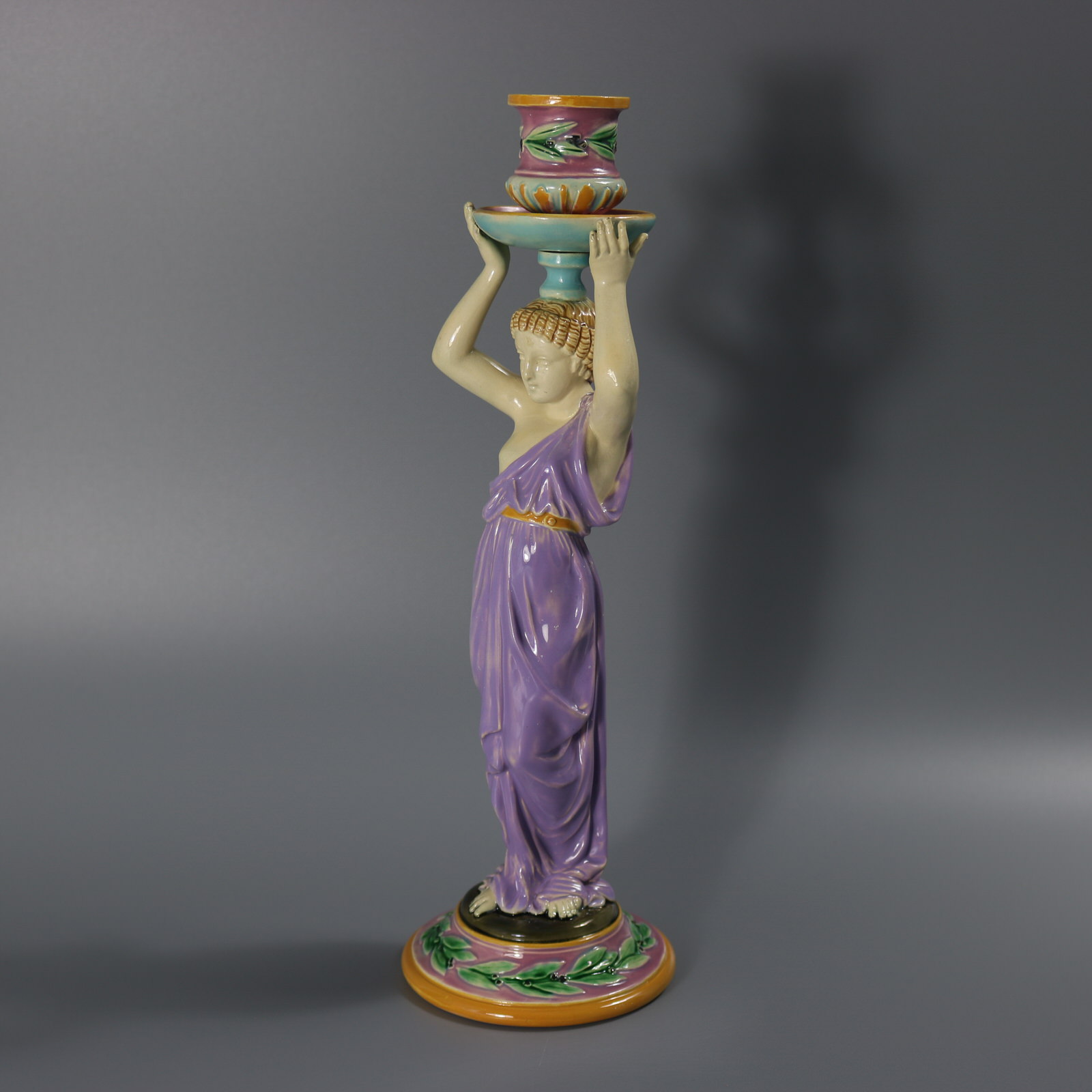 George Jones Majolica Egyptian Figural Candlestick - ID#23316 Image 2