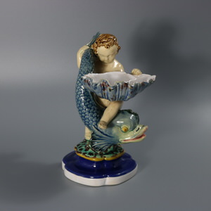 Minton Majolica Boy and Dolphin Salt