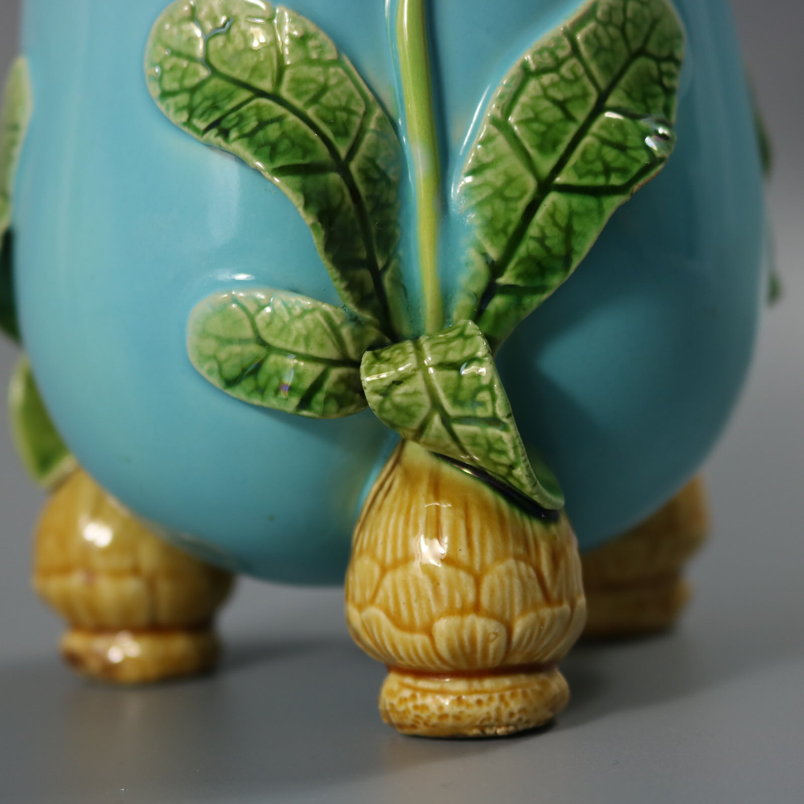 Minton Majolica Floral Vase with Bulb Feet - ID#23325 Image 5