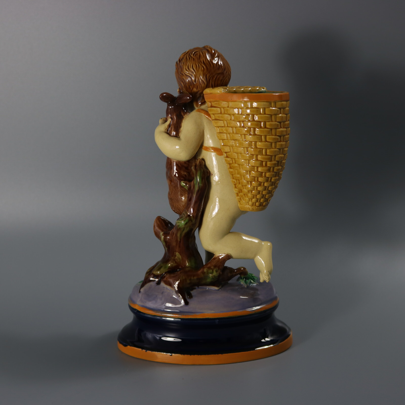 Brownfield Majolica Child with Rabbit Figure - ID#23326 Image 5