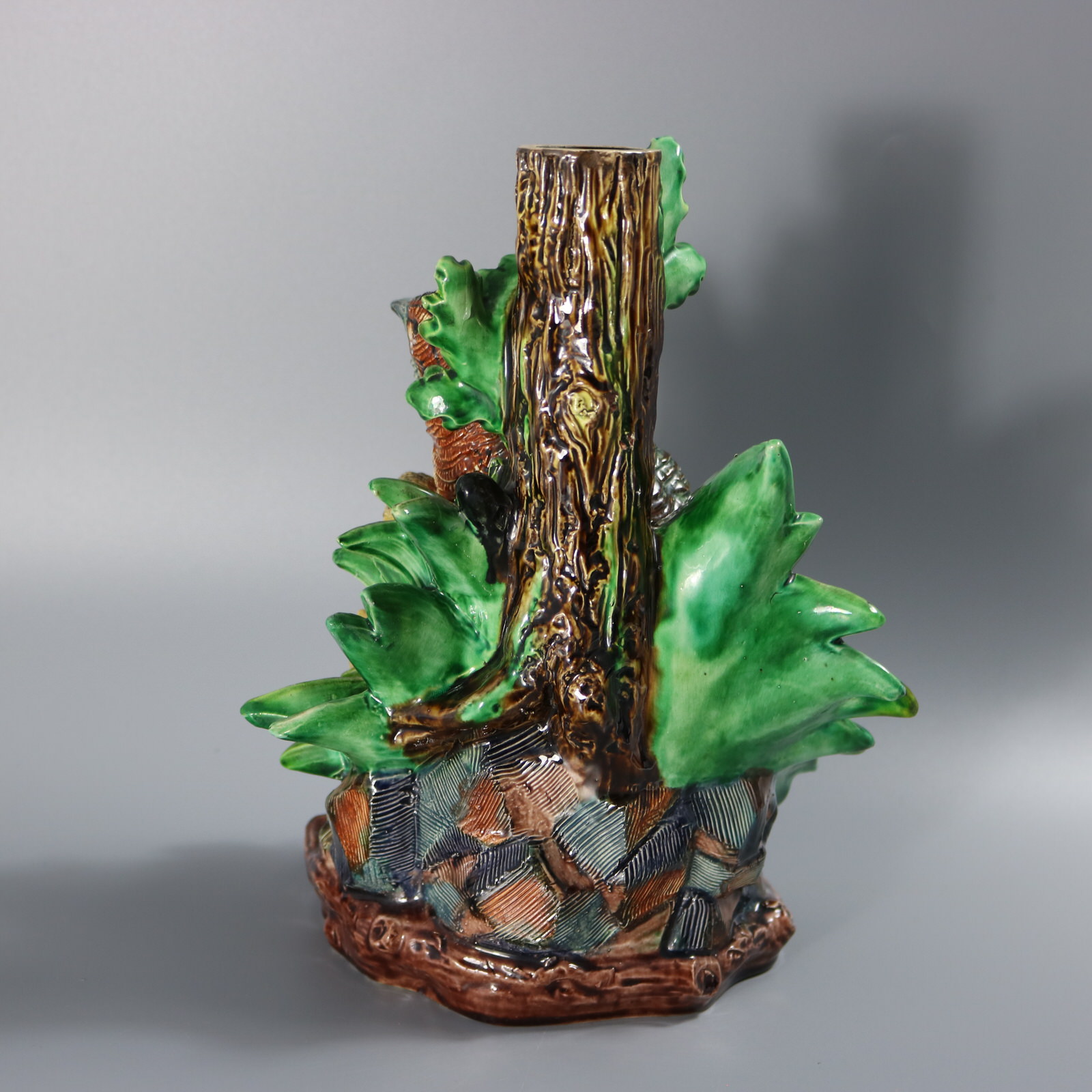 Hugo Lonitz Majolica Partridge and Chicks Candelabra Base - ID#23330 Image 5