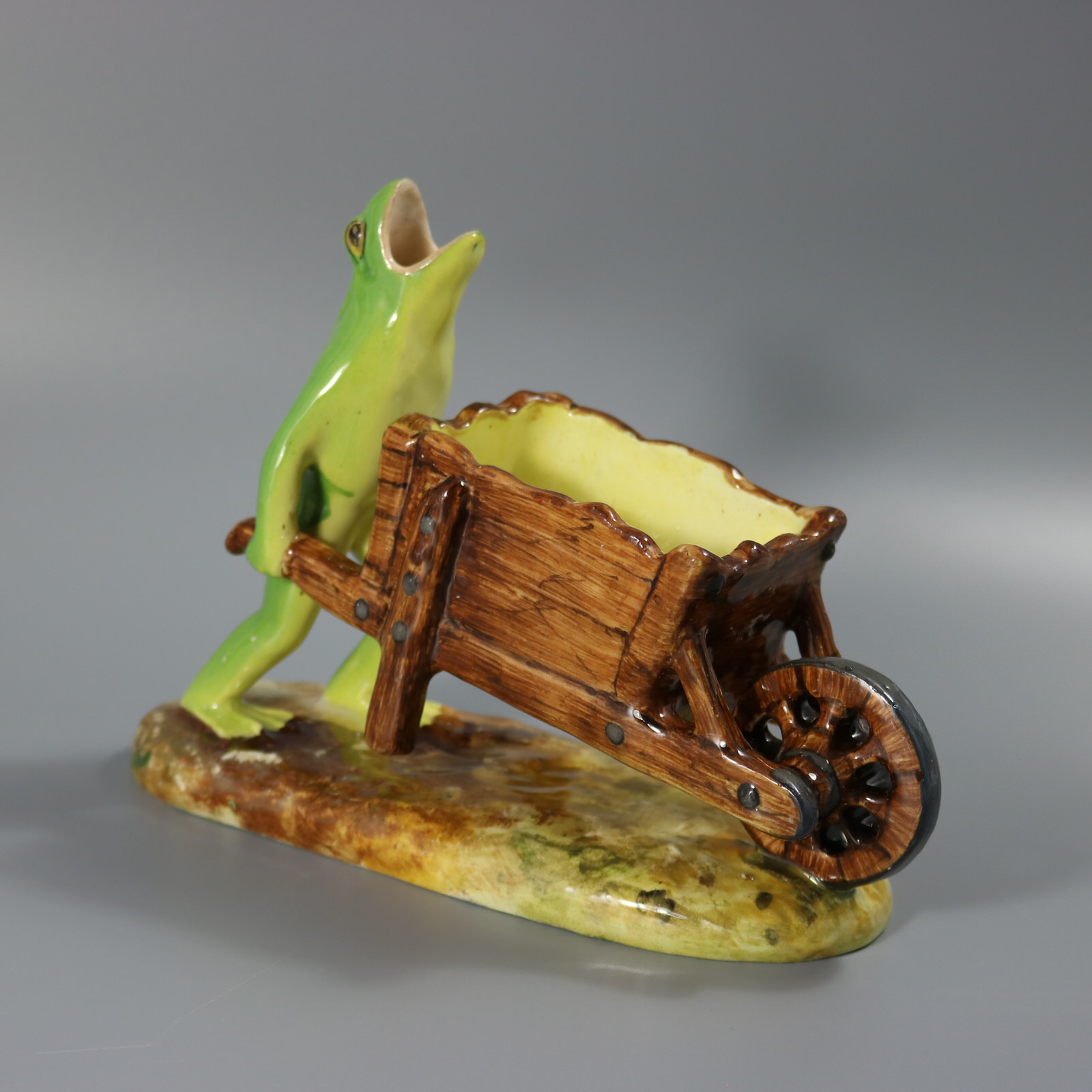 Jerome Massier Majolica Frog with Wheelbarrow - ID#23334 Image 2