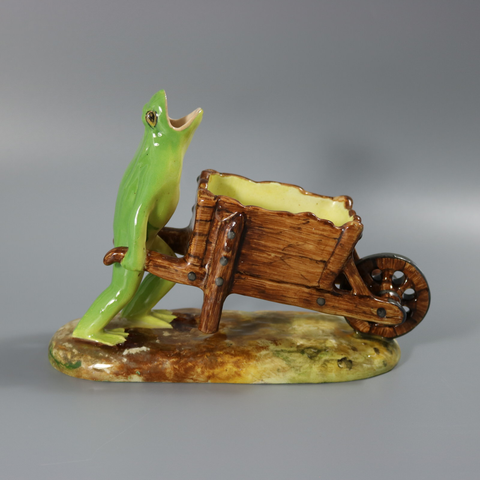 Jerome Massier Majolica Frog with Wheelbarrow - ID#23334 Image 5