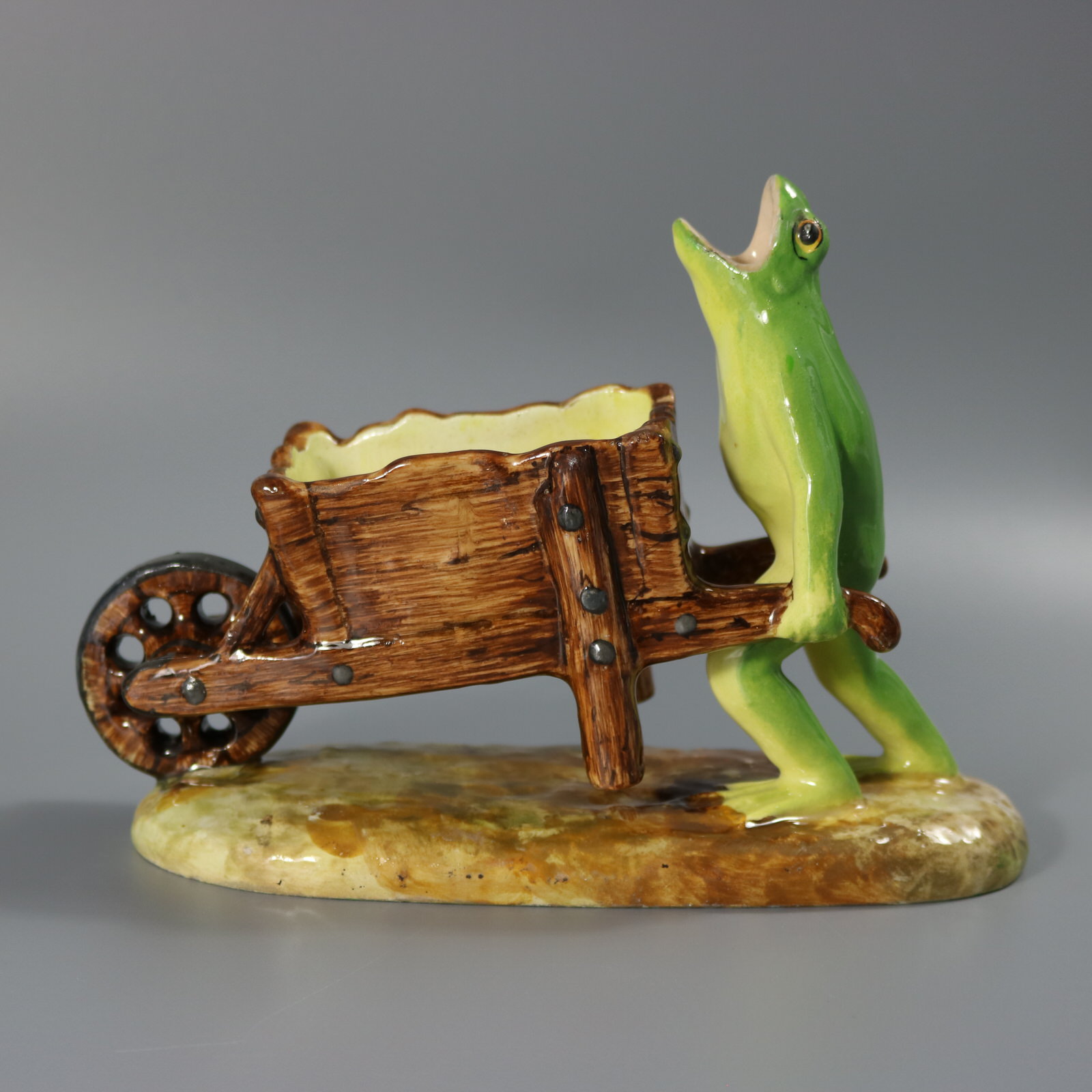 Jerome Massier Majolica Frog with Wheelbarrow - ID#23334 Image 1