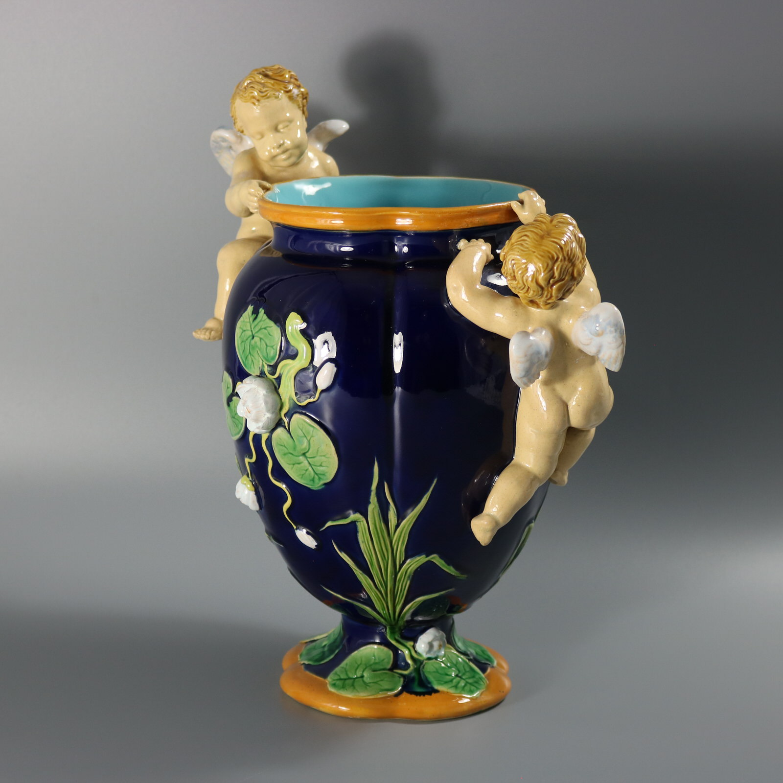 Minton Majolica Cherubs Vase - ID#23340 Image 2