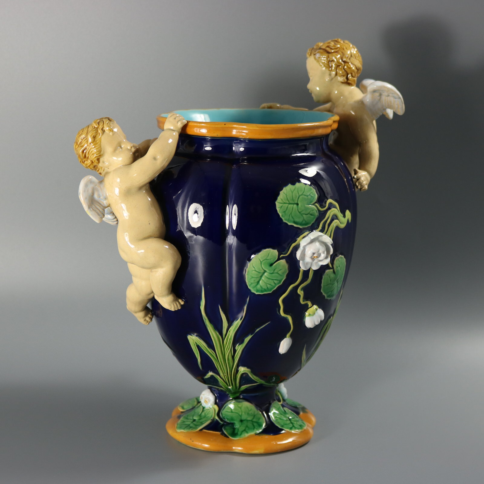 Minton Majolica Cherubs Vase - ID#23340 Image 4