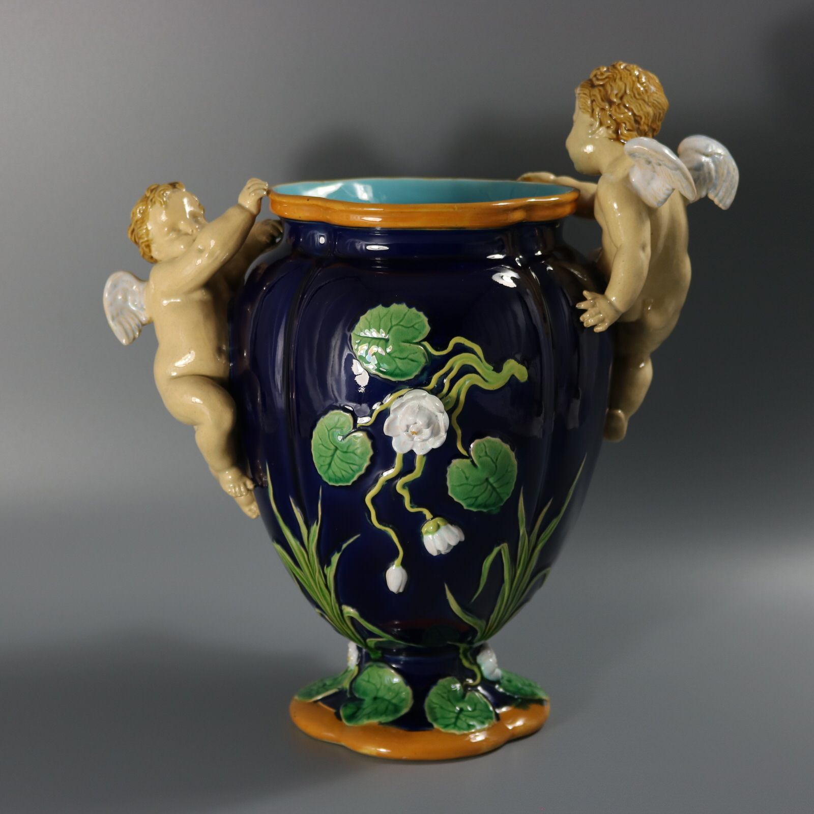 Minton Majolica Cherubs Vase - ID#23340 Image 5