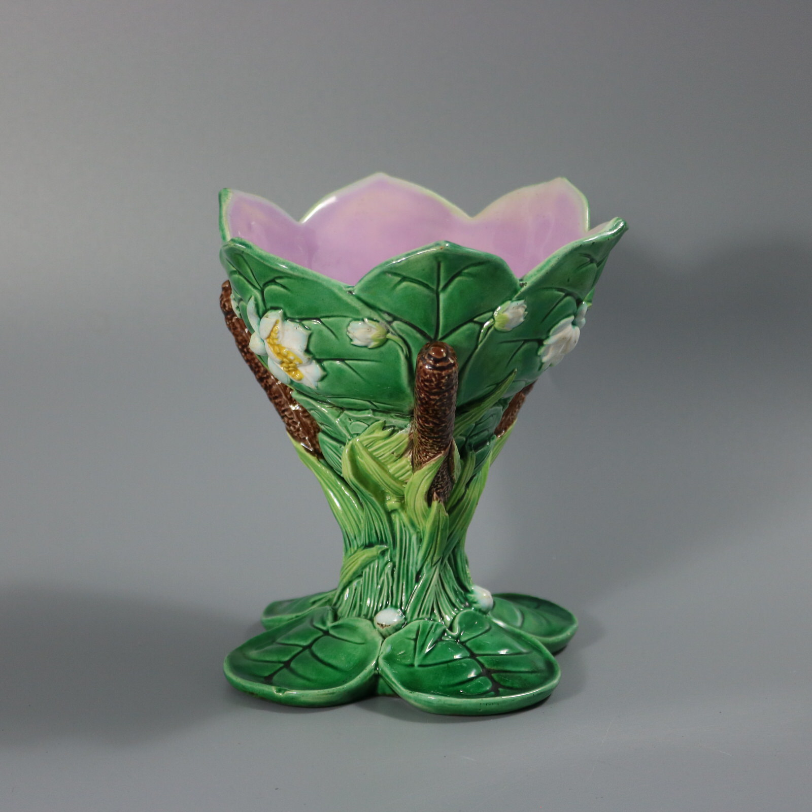 George Jones Majolica Lily Sweetmeat Dish - ID#23341 Image 2