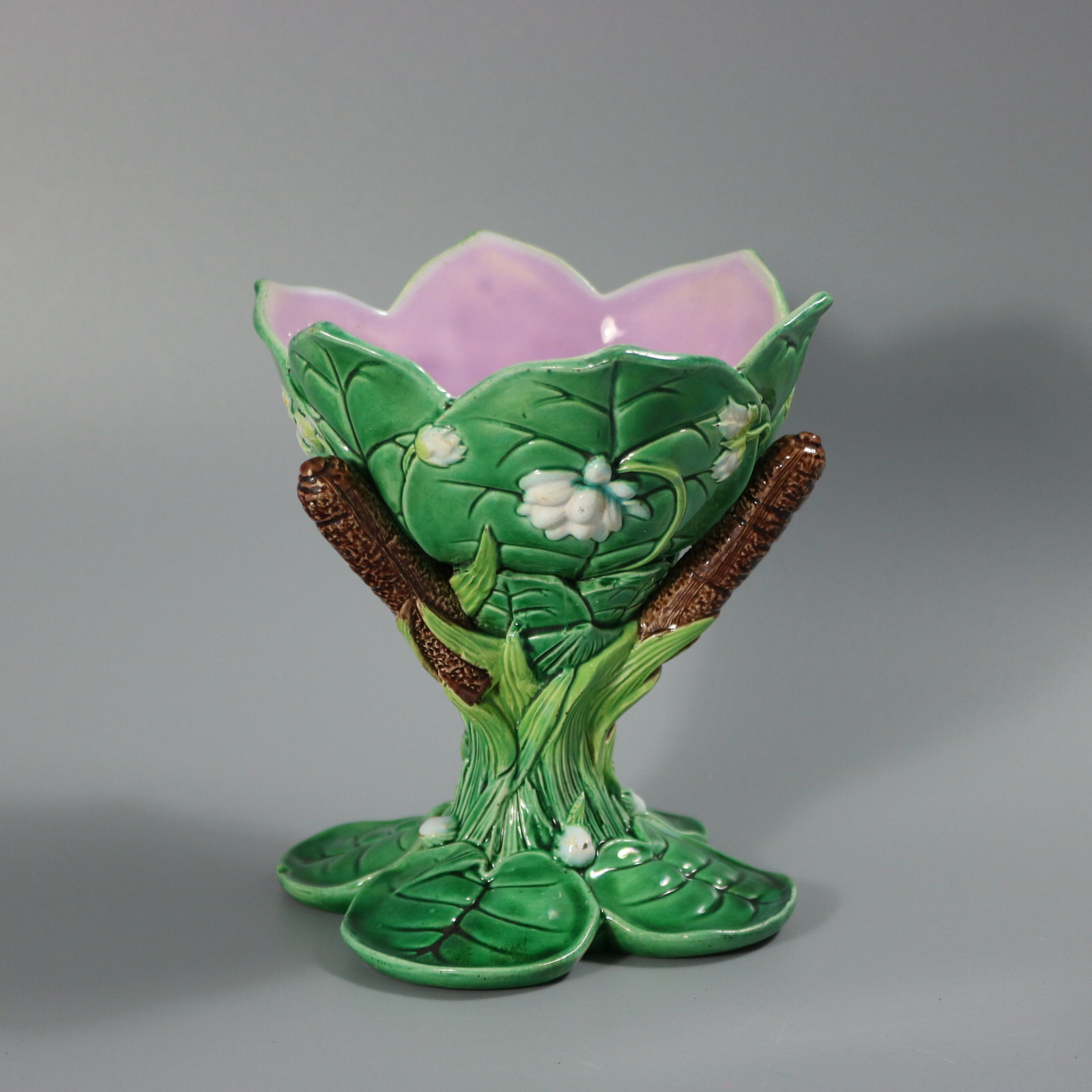George Jones Majolica Lily Sweetmeat Dish - ID#23341 Image 3