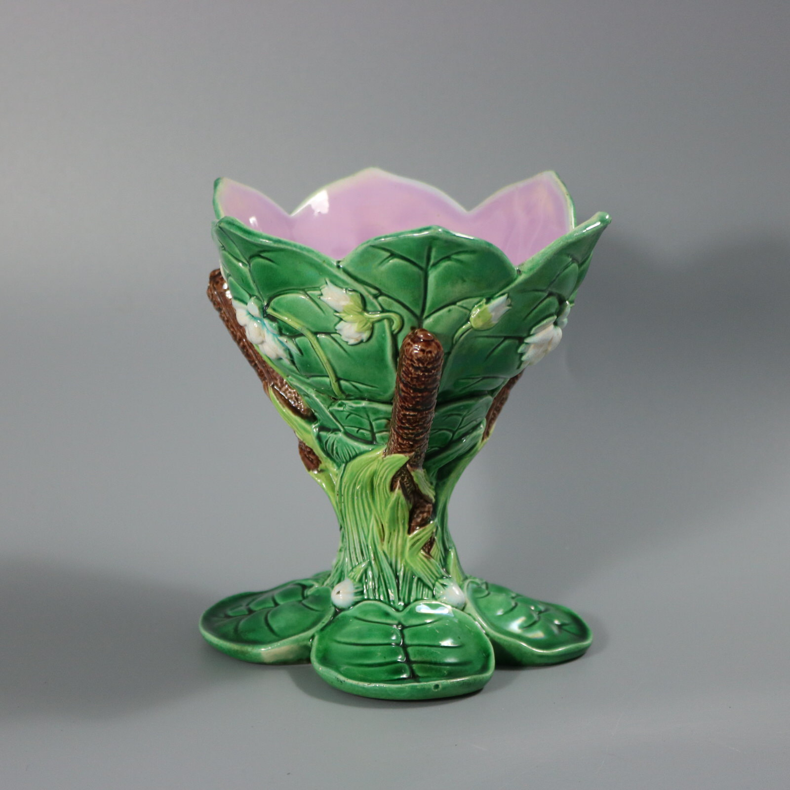 George Jones Majolica Lily Sweetmeat Dish - ID#23341 Image 4