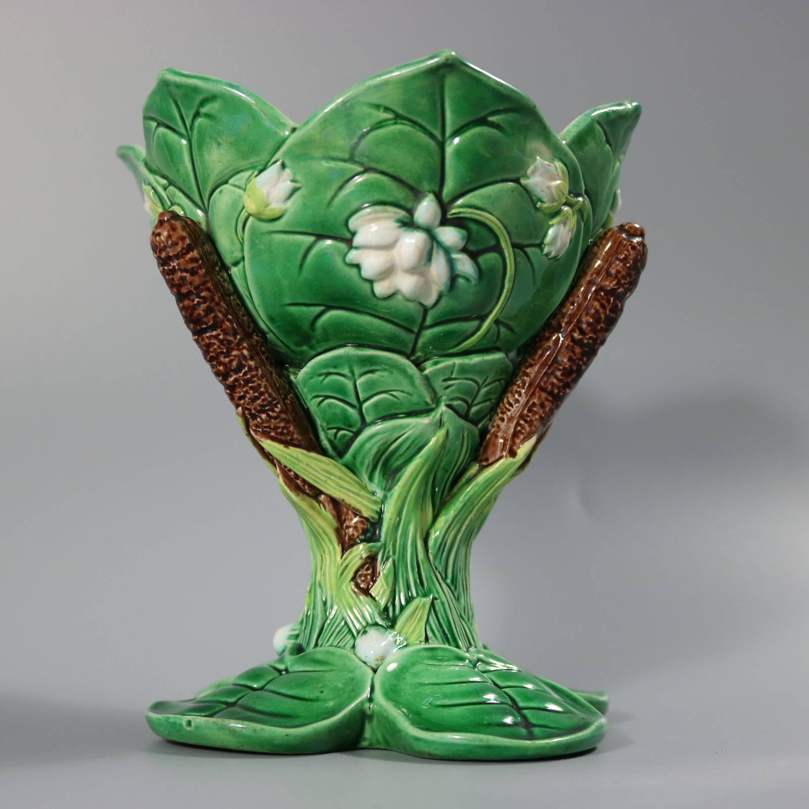 George Jones Majolica Lily Sweetmeat Dish - ID#23341 Image 5