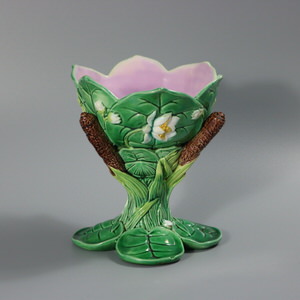 George Jones Majolica Lily Sweetmeat Dish