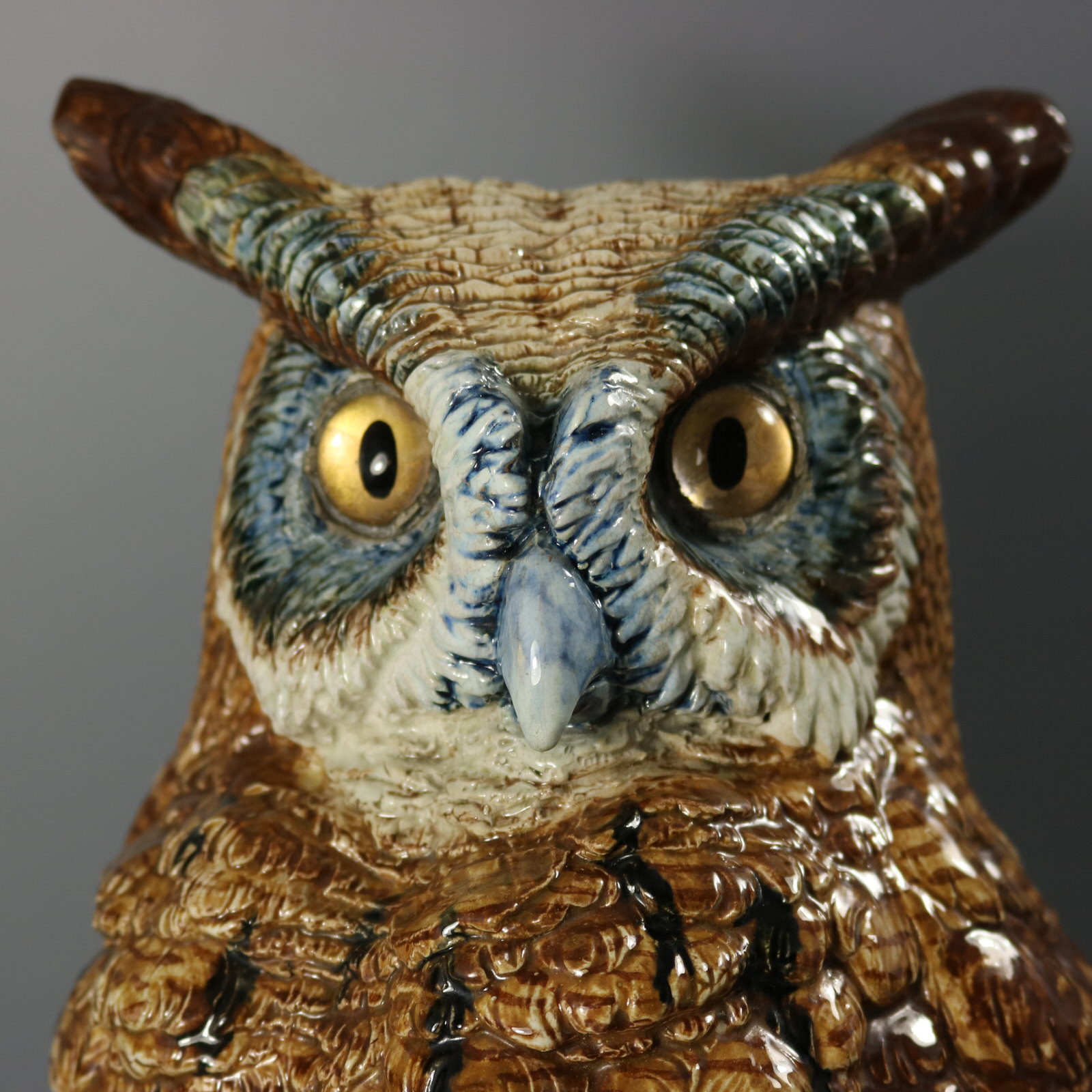 Rare Hugo Lonitz Majolica Eagle-Owl Figure - ID#23371 Image 5