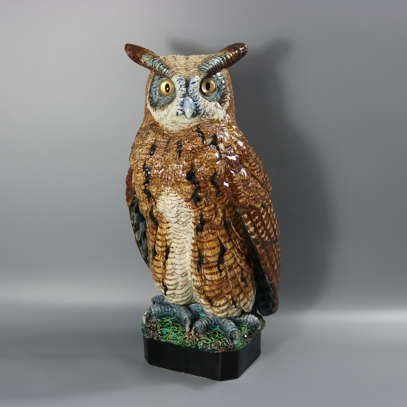 Rare Hugo Lonitz Majolica Eagle-Owl Figure - ID#23371 Image 1