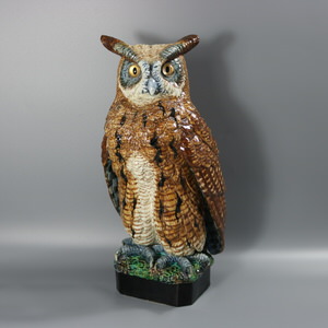 Rare Hugo Lonitz Majolica Eagle-Owl Figure