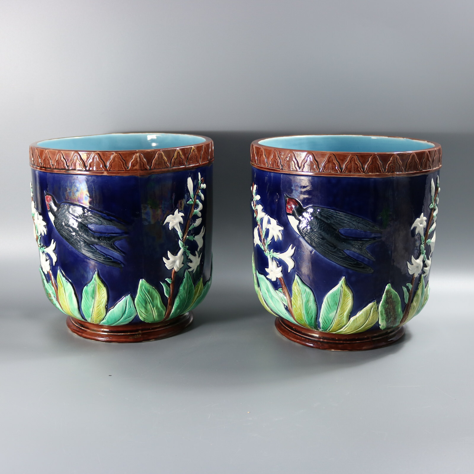Pair Holdcroft Majolica Swallow Planters - ID#23389 Image 3