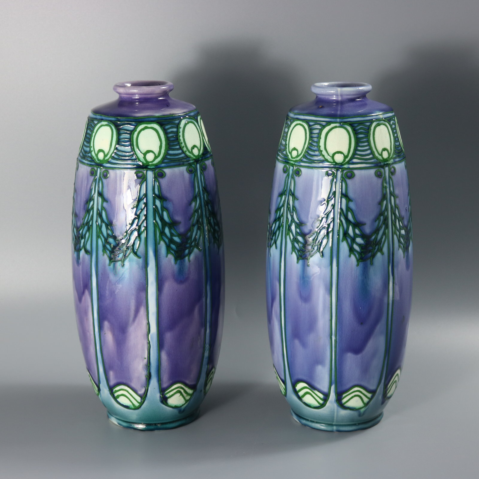 Pair of Minton Secessionist Purple No.1 Vases - ID#23100 Image 2