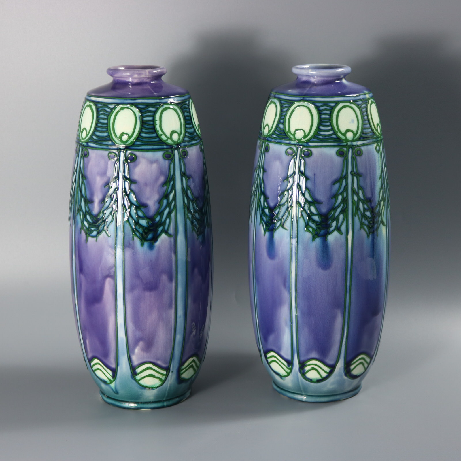 Pair of Minton Secessionist Purple No.1 Vases - ID#23100 Image 1