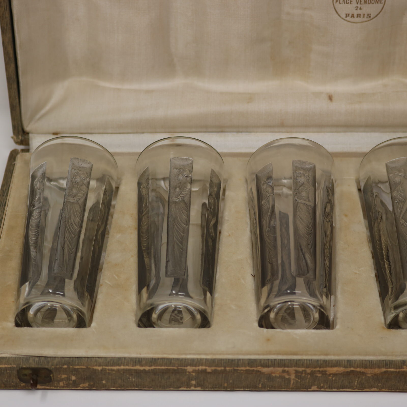 Rene Lalique Glass Shot Glasses Set of 6 Boxed - ID#23377 Image 2